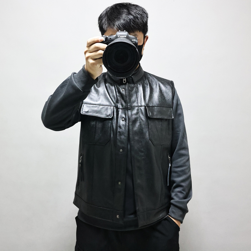 First-Layer Cowhide Genuine Leather Jacket for Men, Slim Fit, Short Style, Stand Collar, Biker Vest, Motorcycle Clothing, Can Hold Protective Gear