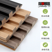 Solid Wood Small Great Wall grid background wall living room TV Wall decorative board concave convex ecological wood partition wall panel