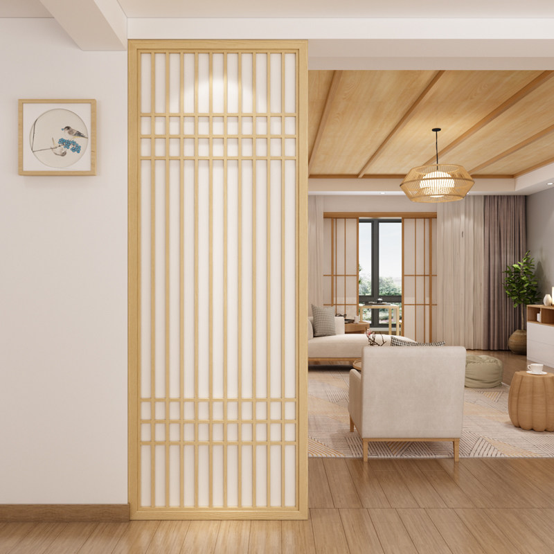 Day-style partition wall fixed in door shielded screen plate solid wood plaid decorated into the living room Xuanguan bedroom home