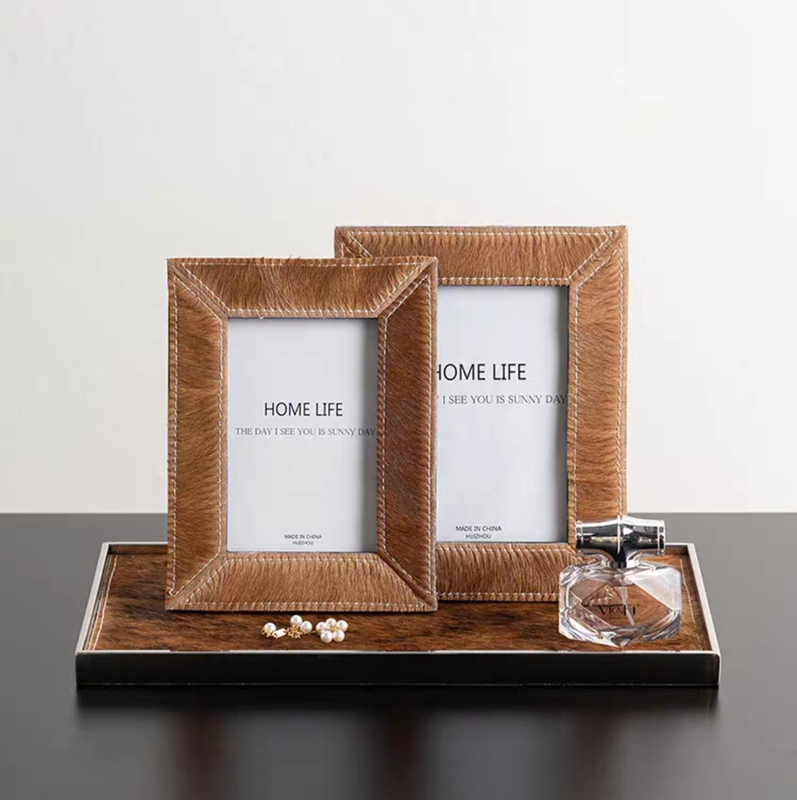 Modern Minimalist Horsehair Leather Photo Frame Ornament for Model Home, Sales Office, Living Room, Tv Cabinet, Bedroom Ambiance Decoration Modern Minimalist Horsehair Leather Photo Frame Ornament for Model Home, Sales Office, Living Room, Tv Cabinet, Bedroom Ambiance Decoration