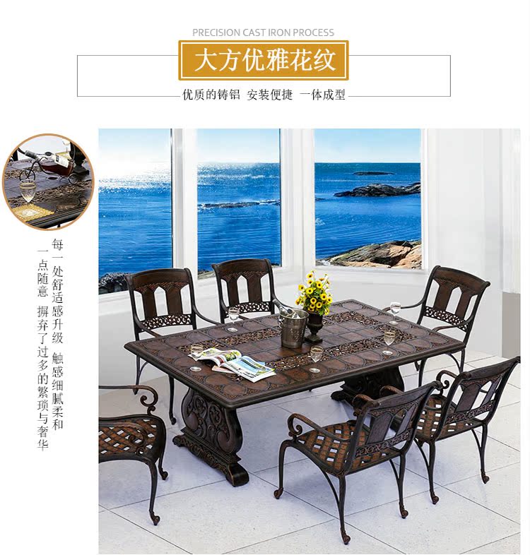 Jingou ngoài trời ngoài trời cổ rỗng đúc bộ bàn ghế nhôm - Bàn ghế ngoài trời / sân ghế hồ bơi ngoài trời