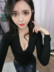 Áo sơ mi nữ mùa thu dài tay 2018 khí chất mới hoang dã v-cổ chữ thập Slim áo sơ mi dài tay dệt kim áo cardigan len Áo len cổ chữ V