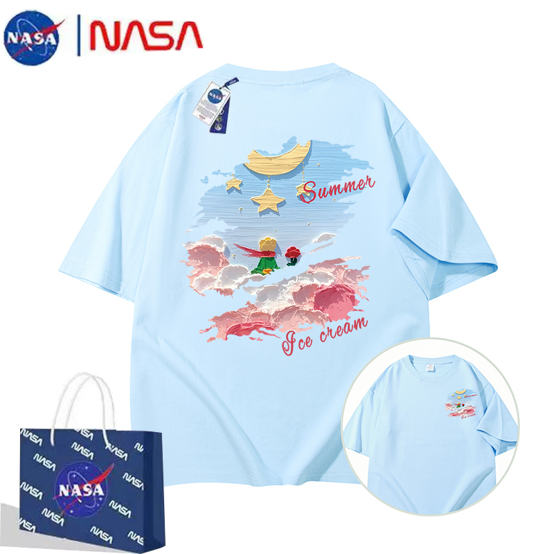 Nasa Co-Branded Little Prince Short-Sleeved T-Shirt for Boys and Girls 2025 New Summer Niche Design Youth Tops
