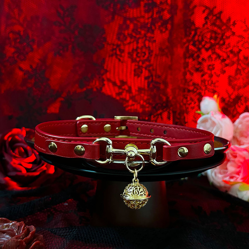 [Unbounded Player] Puppy Genuine Leather Bell Collar m Female Neck Strap Choker Neck Ring Engraved Couple Jewelry