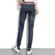 2024 Spring and Autumn High Waist Elastic Waist Jeans Women's Large Size Straight Pants Elastic Casual Loose Harem Dad Pants