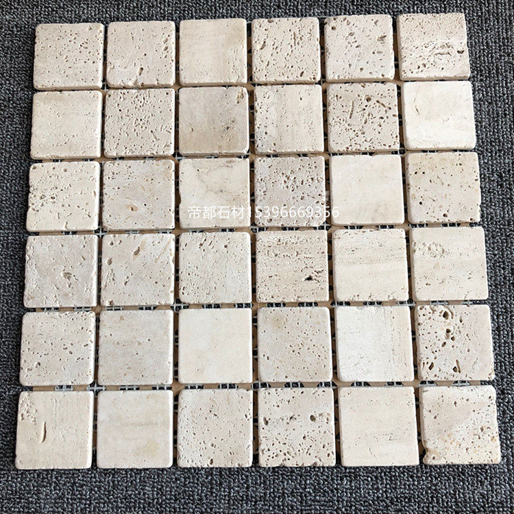 Stone Mosaic Natural Marble Beige Travertine TV Background Wall Entrance Bathroom Kitchen Floor Tiles