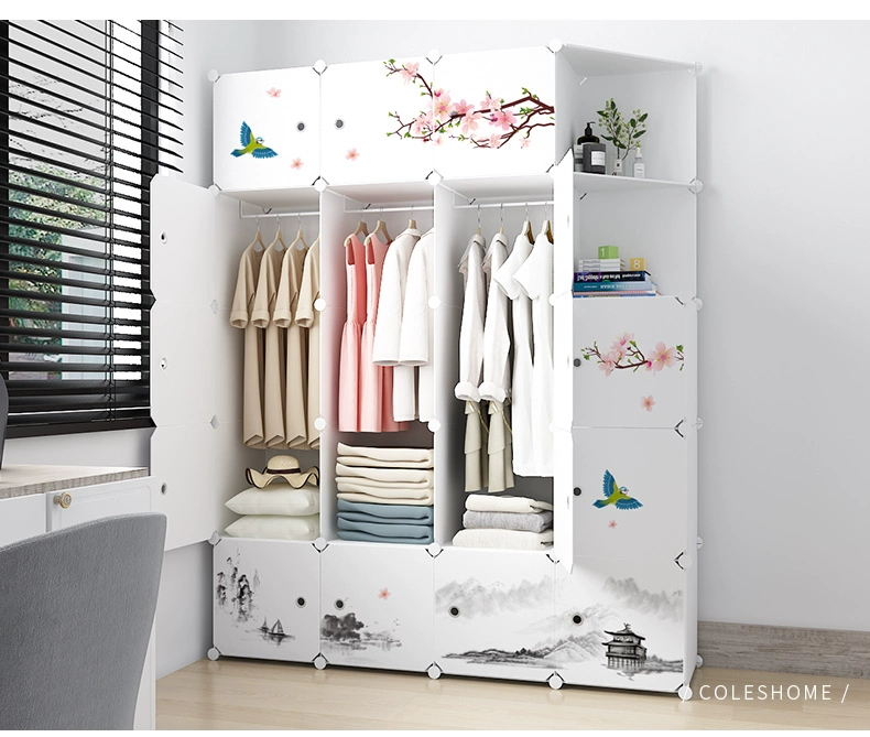 Tủ quần áo đơn giản lắp ráp hiện đại tối giản cô gái phòng ngủ đơn giản tủ quần áo nhà trượt cửa nhựa tủ quần áo - Buồng