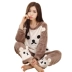 Bộ đồ ngủ mùa thu nữ dễ thương hoạt hình flannel dài tay phù hợp với phụ nữ mùa đông dày kích thước lớn áo choàng ngủ Giống cái