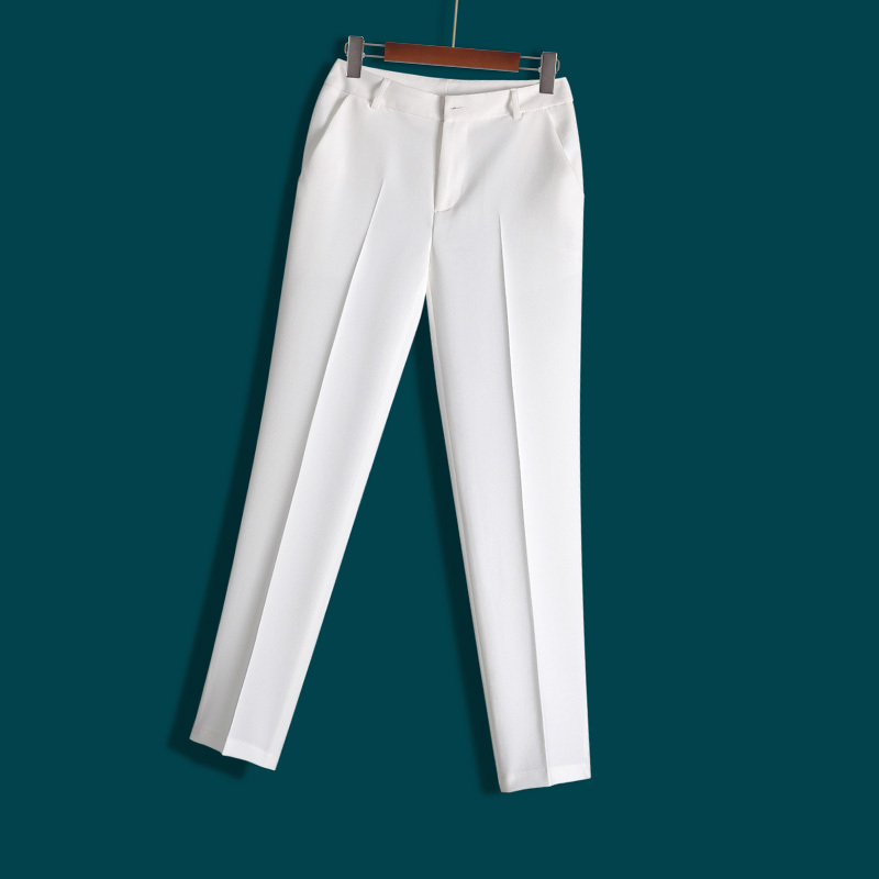 White Cropped Straight-Leg Pants for Women, Spring and Summer, Slimming and Drapey, Off-White Pants, Thin Summer Cropped Suit Pants