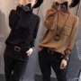 Quần áo mùa thu đông châu Âu nữ 2018 mới hàng châu Âu thời trang hoang dã cao cổ áo len cashmere đầu lỏng áo len thủy triều quần áo nữ hàng hiệu