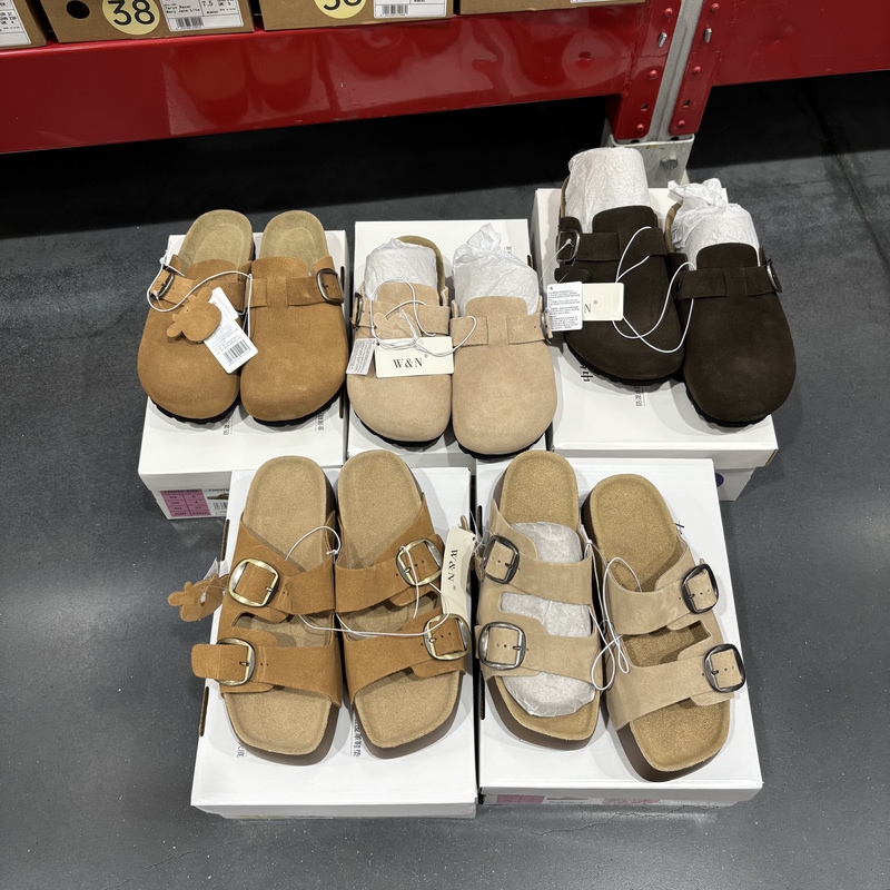 Sam's Supermarket W&N Women's Wool Birkenstock Slippers Retro Comfortable Genuine Leather Cork Sole Flat Closed-Toe Spring/Summer Sam's Supermarket W&N Women's Wool Birkenstock Slippers Retro Comfortable Genuine Leather Cork Sole Flat Closed-Toe Spring/Summer
