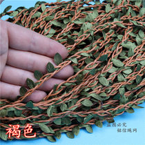 DIY original color with green leaf braids packaging strapping decorative rope DIY handmade background rattan rope