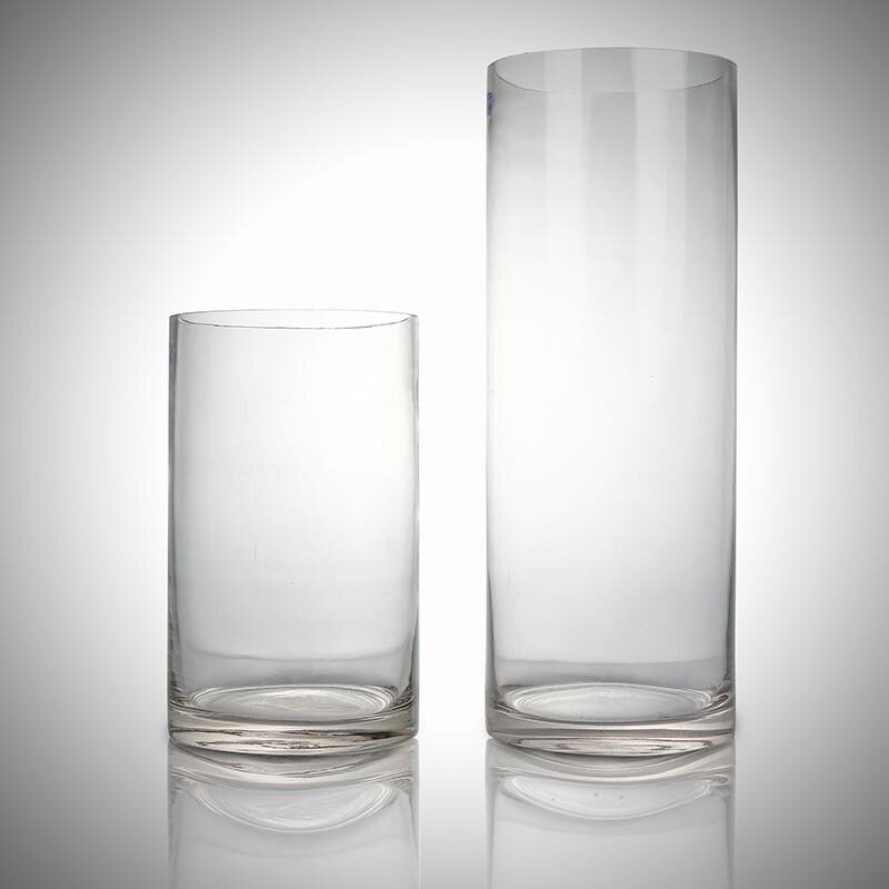 Special large number transparent glass vase swinging piece living room home insert drying flower decoration Nordic straight drum water to cultivate rich and expensive bamboo