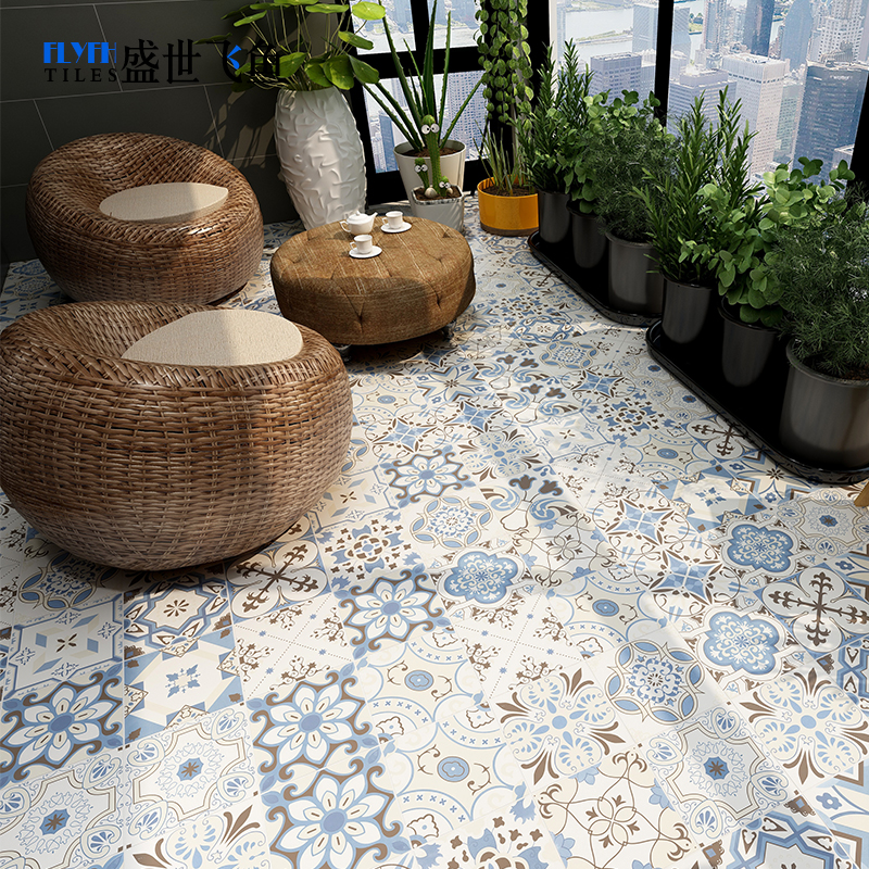 Shengshi flying fish elegant small tile 200X200 kitchen powder room tile Balcony floor tile background wall tile blue