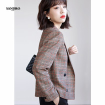 Japanese light luxury autumn new Welsh Plaid temperament small suit small man Short woolen suit jacket