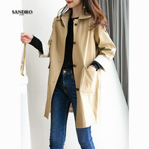Japanese light luxury khaki temperament British trench coat Womens Big brand new thin small man long coat