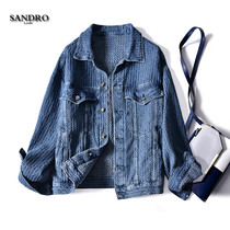 Japanese light luxury 2021 autumn short vintage denim jacket fashion harbor style comfortable Joker temperament jacket top women
