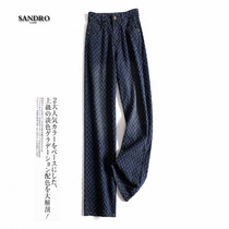 Japanese light luxury fashion old texture is high thin high waist loose sagging feeling wide-legged jeans mopping trousers