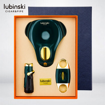 LUBINSKI cigar set metal lighter scissors ceramic ashtray three-piece gift box Lubinski