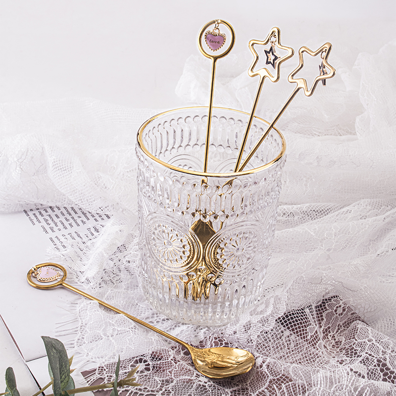 ins creative Korean style 304 stainless steel stars heart-shaped pendant coffee spoon fruit fork sweet spoon cute girl's heart