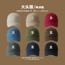 R Label embroidered baseball cap female large head circumference display slim 100 hitch sports hat male Korean version Soft top duck tongue cap