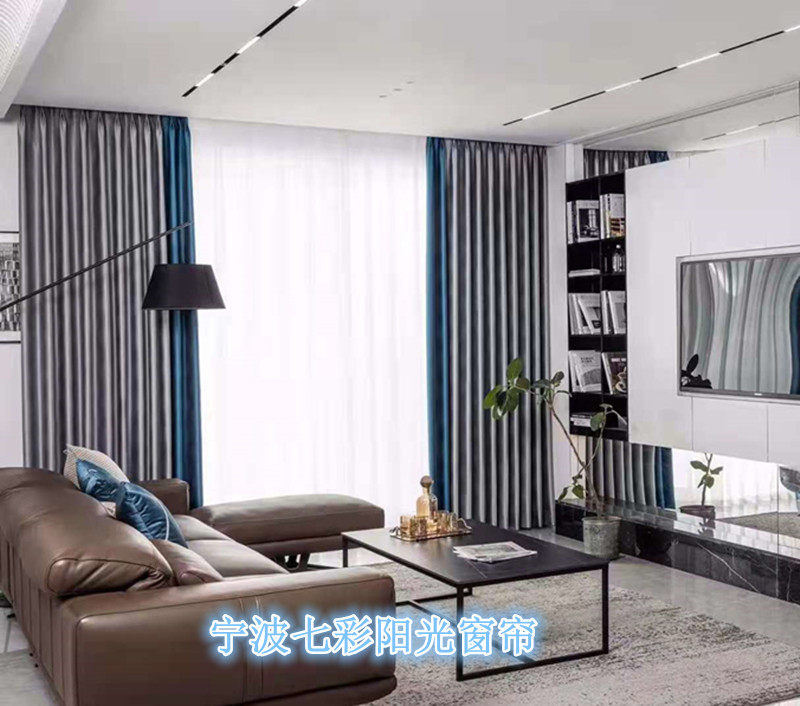 Ningbo curtain customization Simple modern light luxury blackout curtain Solid color Ningbo provides door-to-door measurement and installation