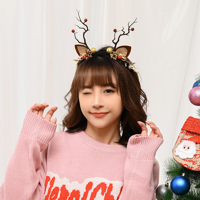 Christmas Head Adorned With Cute Super Fairy Deer Horn Hair Hoop Hair Accessories Cos Elk Deer Hair Clip To Blame Teen Girl Dress Hairpin