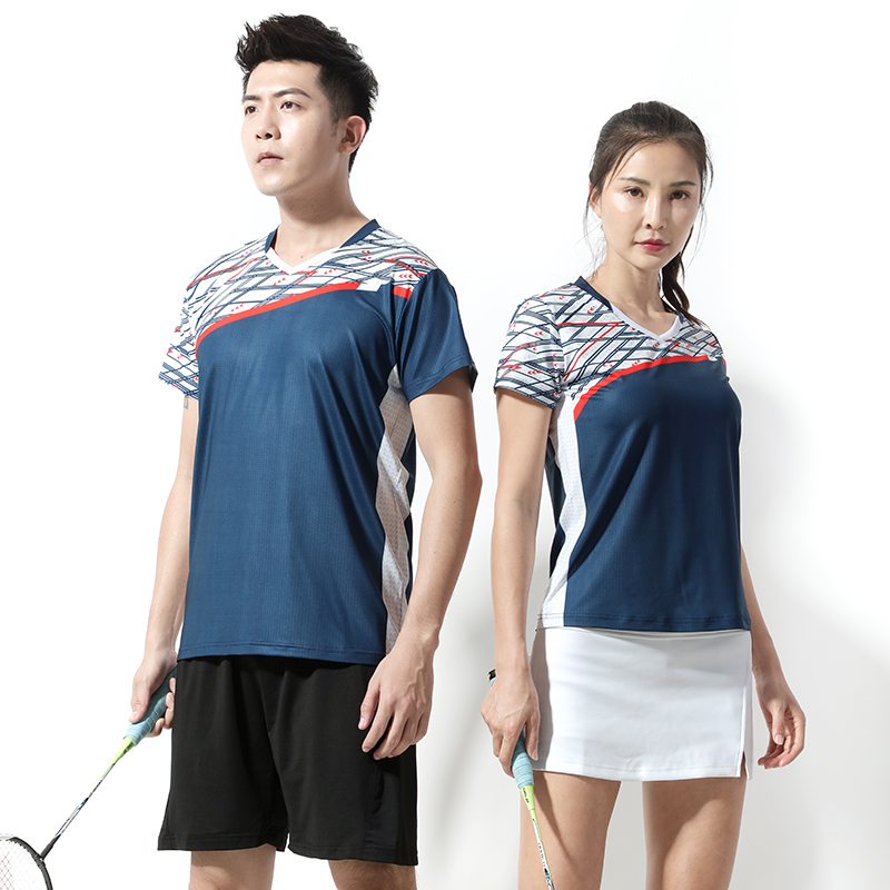 Badminton suit suit men and women new short sleeves sportswear speed dry breathable table tennis match jersey custom
