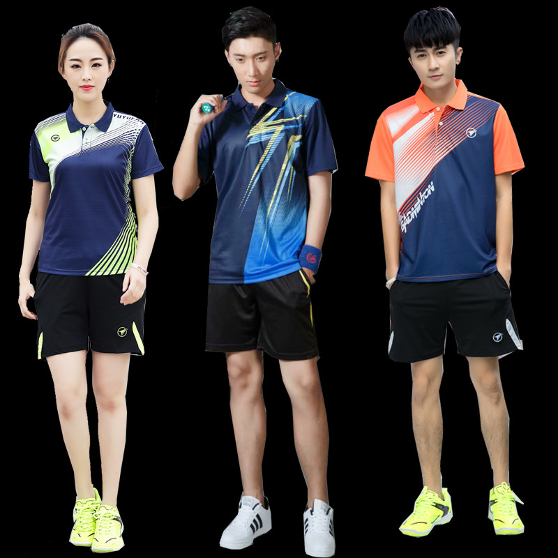 2021 new badminton suit suit men and women polo shirt short sleeve speed dry with collar table tennis breathable sportswear