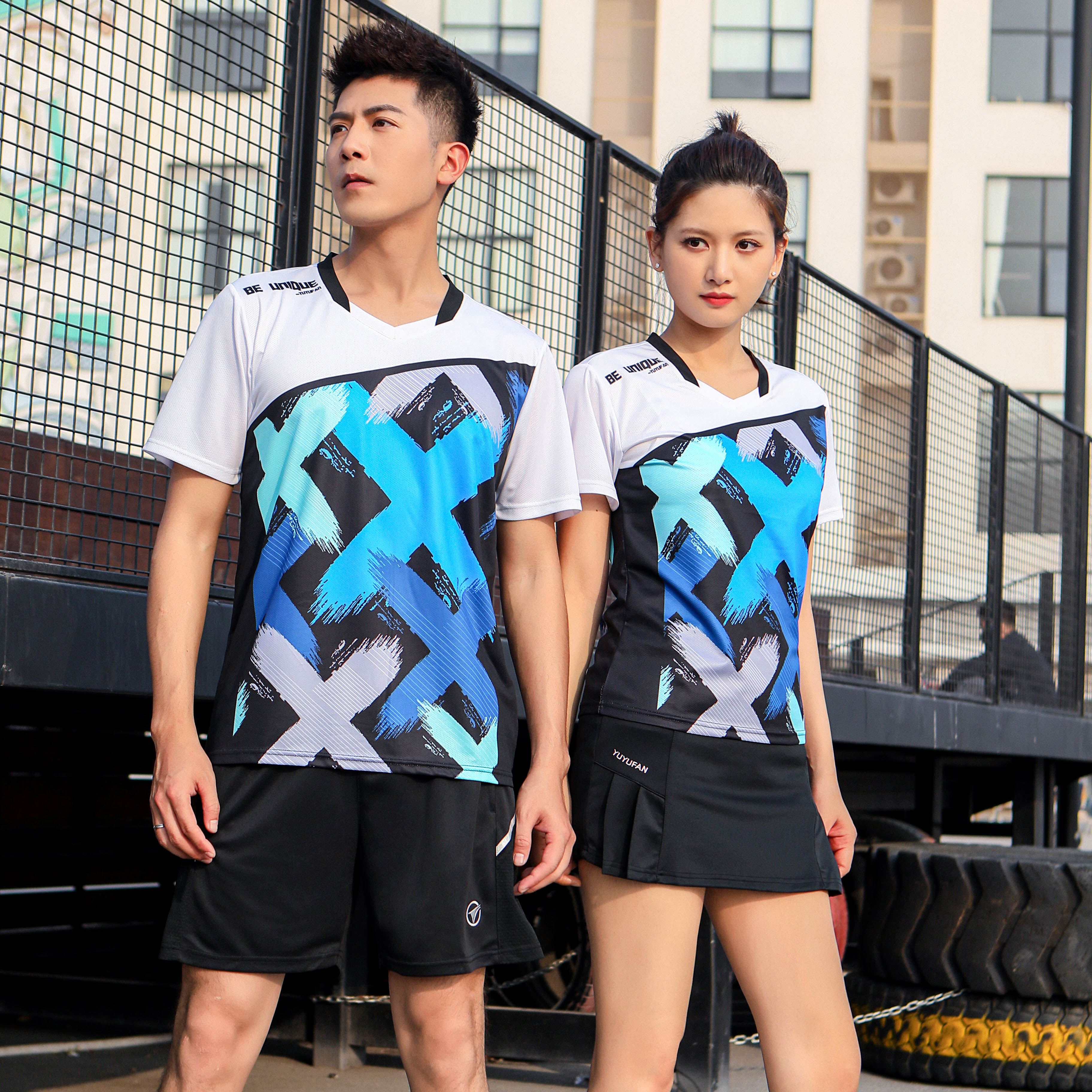 Badminton suit couple models breathable quick-drying game sportswear men's table tennis clothes tennis skirt pants women's summer