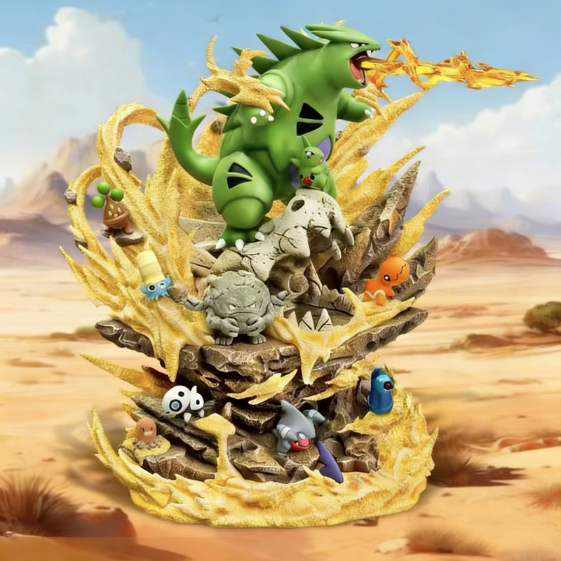 Bkm Egg Series Family Set Round Land Shark, Groundhog, Small Fist Stone, Iron Dumbbell, Banjikirras Sandstorm Scene Figure