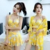 Bộ đồ bơi bikini nữ ba mảnh 2018 mới ngực nhỏ tụ tập gợi cảm mùa xuân nóng bỏng nước hoa nhỏ bộ quần áo bơi dài tay nữ Bikinis