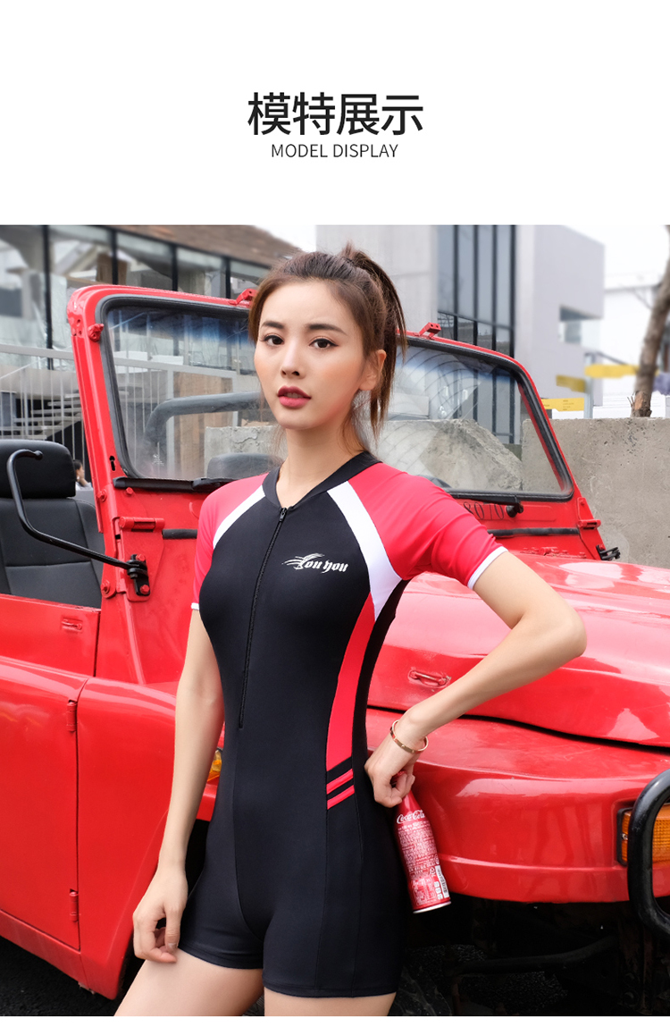 Thể thao chuyên nghiệp võ sĩ liền kề áo tắm nữ bảo thủ giảm béo bụng mùa xuân nóng kích thước lớn áo tắm ngắn tay áo tắm