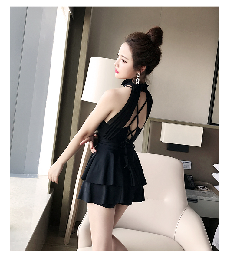 Bạn bơi áo tắm bảo thủ bụng nhỏ ngực nhỏ đã gầy gò thép tấm một mảnh kiểu váy boxer gợi cảm nóng bỏng - Bộ đồ bơi One Piece đồ bơi liền thân váy