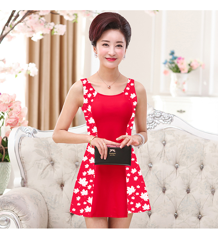 Bạn bơi mẹ bơi, phụ nữ trung niên và già, váy bảo thủ, áo tắm boxer liền kề, bụng che, suối nước nóng giảm béo, kích thước lớn - Bộ đồ bơi One Piece bikini một mảnh đi biển