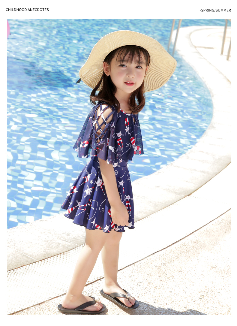 Đồ bơi cho trẻ em của cha mẹ trẻ em gái một mảnh váy công chúa dễ thương đồ bơi bé gái tay dài