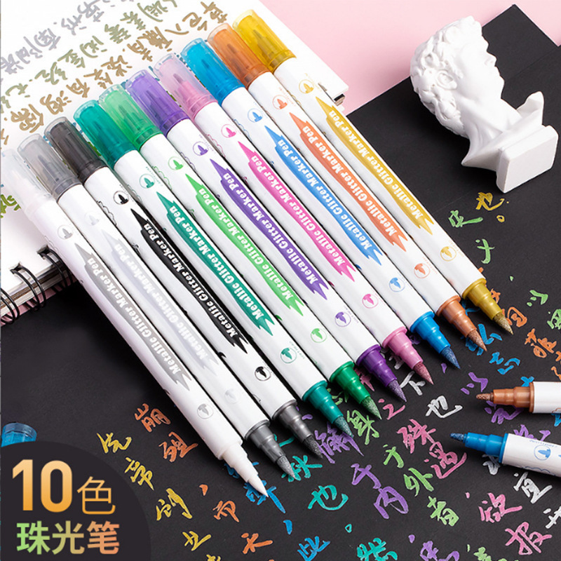 Wholesale Double-Ended Metallic Color Pens, Beautiful Pens for Students, Glitter Pens, Tattoo Pens, Colorful Soft-Tipped Paint Pens Wholesale Double-Ended Metallic Color Pens, Beautiful Pens for Students, Glitter Pens, Tattoo Pens, Colorful Soft-Tipped Paint Pens