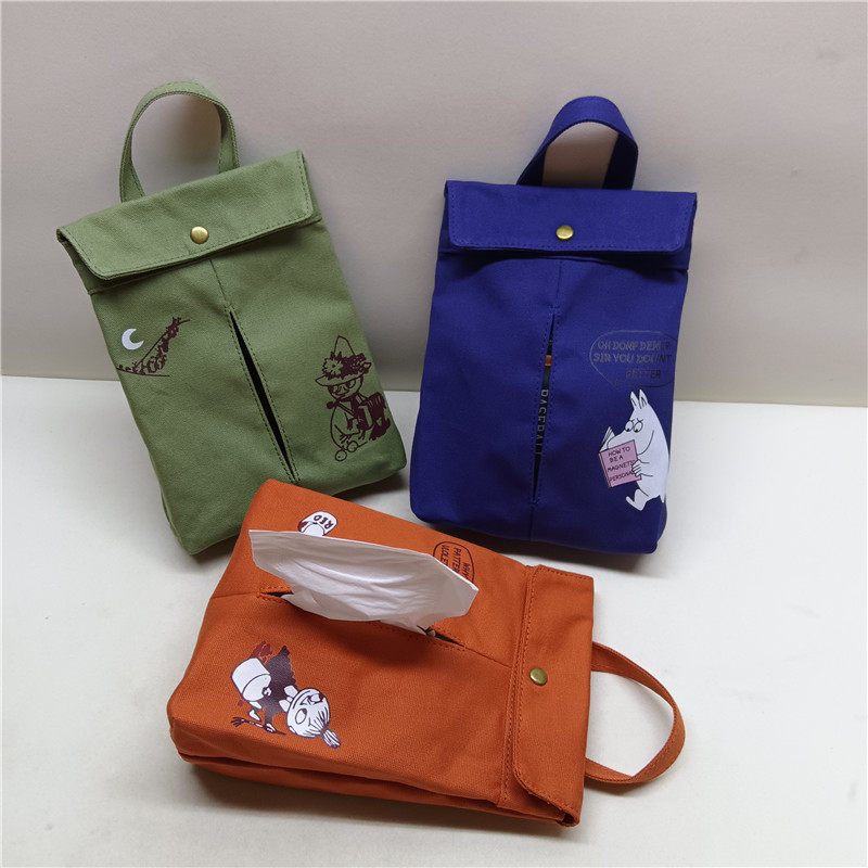 New cute cartoon Moomin Yamei vertical style can be hung portable car chair back tissue cover mask bag storage