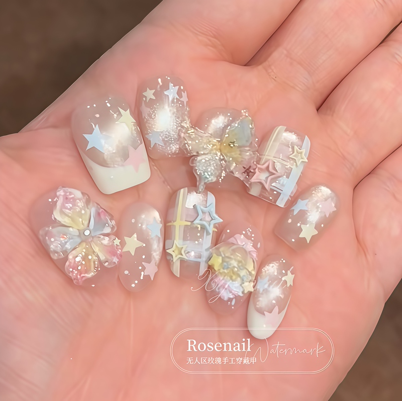 Milk Candy Dream Island Short Macaron Wearable Nails 2026 New Cute Handmade Nail Pieces Removable D07 Milk Candy Dream Island Short Macaron Wearable Nails 2026 New Cute Handmade Nail Pieces Removable D07