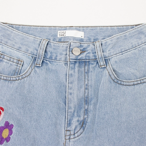 Tide, ретро джинсовые синие штаны, в американском стиле, с вышивкой, свободный прямой крой