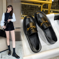 maje allure small leather shoes female Inn Wind 2021 new 100 hitch flat bottom Lefoe shoes jk shoes coarse heel single shoes