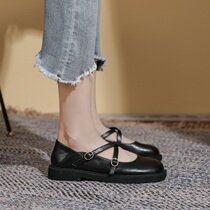 majealure method Mary Jane small leather shoes big code women shoes 2022 new jk single shoes round head lefu shoes