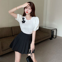 majealure small sub jk plexigo skirt suit female summer temperament name Yuanchao College Wind Two sets