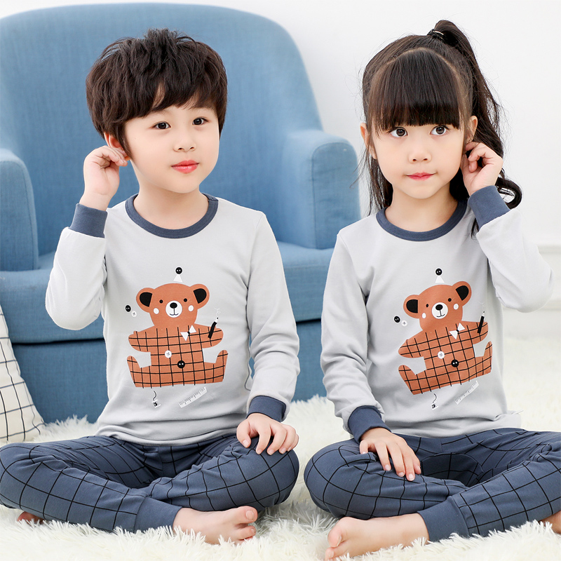 Trẻ em bông lót childrens mùa thu quần quần áo mùa thu thiết chàng trai trung niên trẻ em mùa thu cô gái mỏng pajama bông áo len.