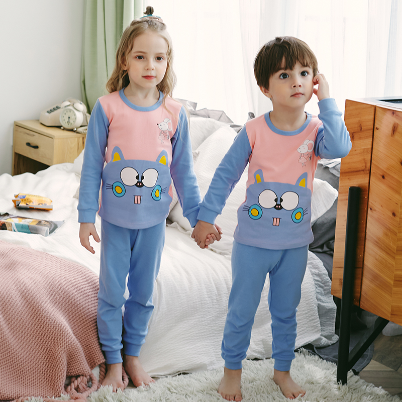 Trẻ em bông lót childrens mùa thu quần quần áo mùa thu thiết chàng trai trung niên trẻ em mùa thu cô gái mỏng pajama bông áo len.