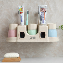 Toothbrush shelf Hole-free wall-mounted automatic toothpaste dispenser Artifact extruder Wall-suction toilet set