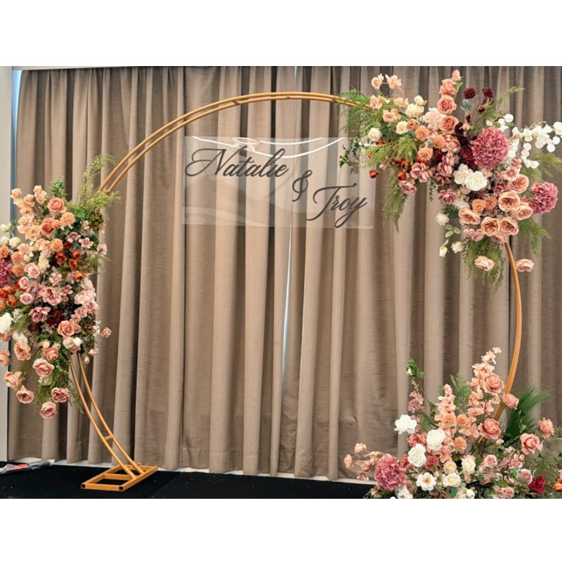 New Wedding Iron Art Round Flower Arch Decoration Ornaments Wedding Geometric Moon Flower Stand Arrangement Arch Background