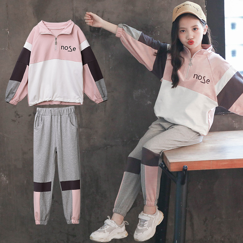 Girl Autumn Clothing Suit 2022 New Tide Children Suit Superocean Pie Net Red Spring Autumn CUHK Children Women Dress Trendy Fall