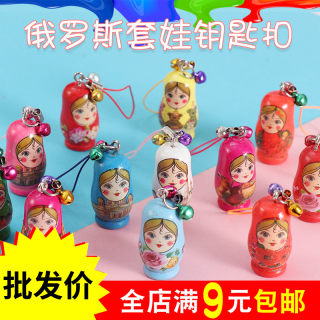 Cartoon wooden matryoshka doll pendant