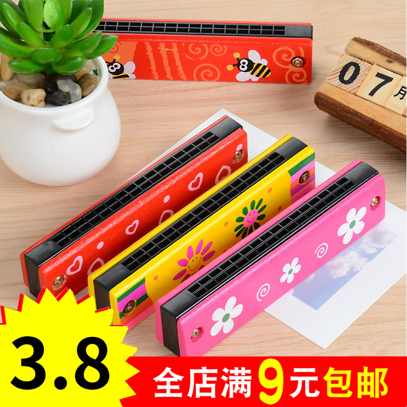 Wooden Harmonica Colorful 16 holes for children to play music Baby toys 1-3-5-7-year-old baby organ instrument-Taobao